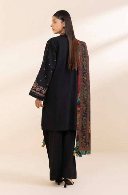 Sapphire - 3PC Unstitched Khaddar Embroidered Front with Digital Printed Shawl and Plain Trouser - ES1217