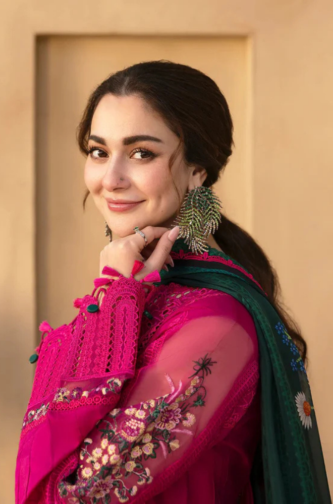 Saira Rizwan - 3PC Unstitched Lawn Embroidered Shirt with Embroidered Khadi Net Dupatta - ES 2161