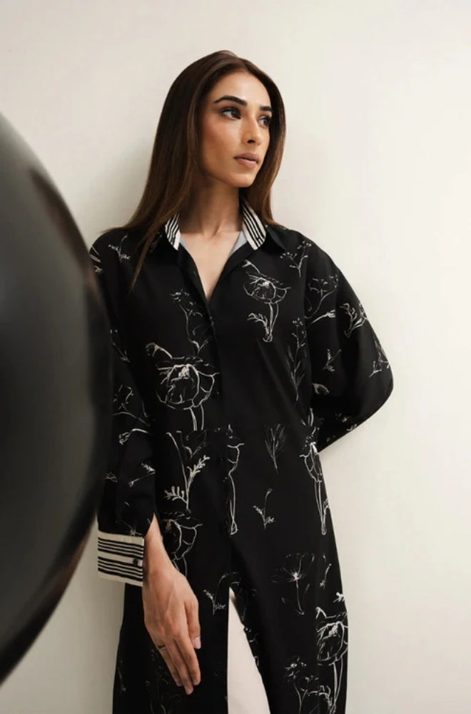 Lulusar - 2PC Unstitched Shamooz Silk Printed Shirt and Trouser - ES1109