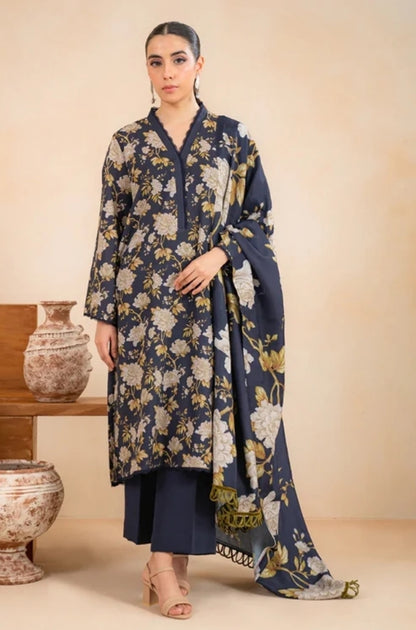 Baroque - 3PC Unstitched Printed Khaddar Shirt with Printed Khaddar Dupatta and Same Printed Trouser - ES1168