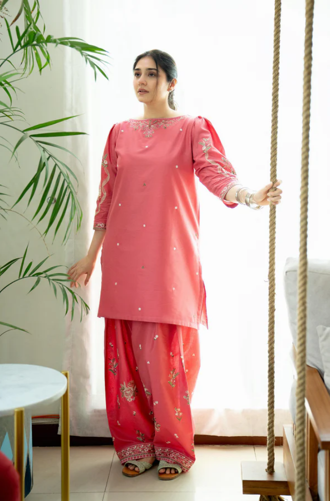Urge - 2PC Unstitched Lawn Embroidered Shirt with Lawn Embroidered Trouser - ES 2188