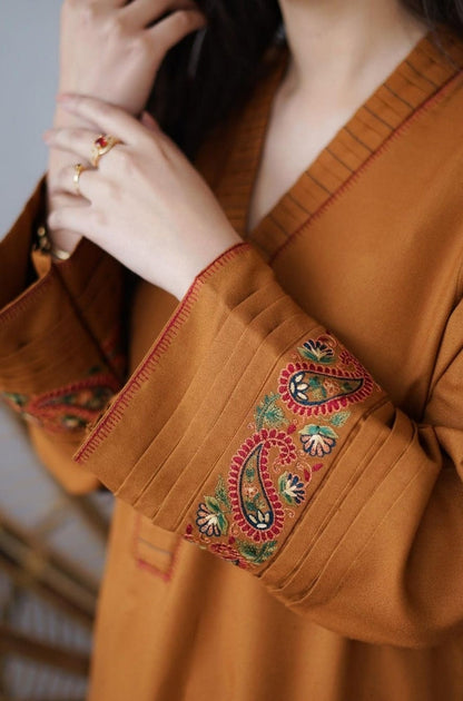 Aisling - 3PC Unstitched Dhanak Embroidered Shirt with Embroidered Dupatta and Trouser - ES1191