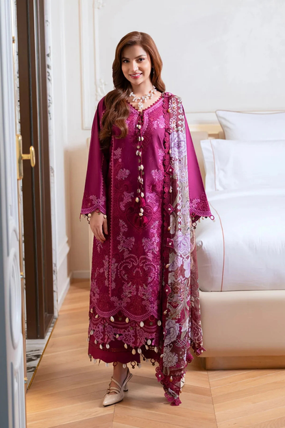 Jade - 3PC Unstitched Lawn Embroidered Shirt with Digital Printed Monark Dupatta and Trouser - ES 2234