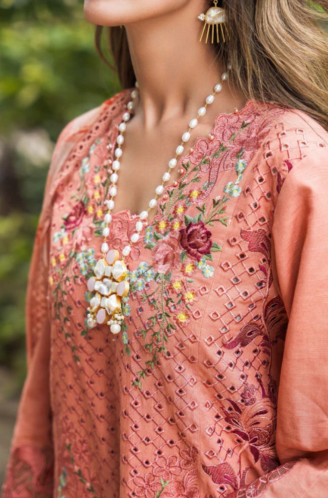 Asifa & Nabeel - 3PC Unstitch Lawn Embroidered Shirt with Embroidered Printed Chiffon Dupatta - ES 2155