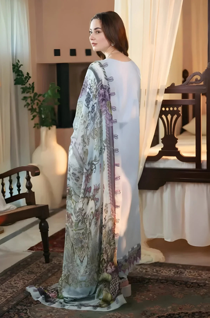 Jade - 3PC Unstitched Lawn Embroidered Shirt with Printed Chiffon Dupatta - ES 1301