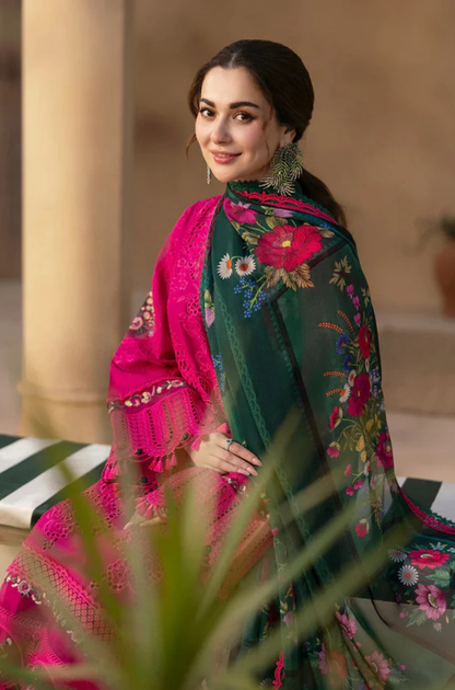 Saira Rizwan - 3PC Unstitched Lawn Embroidered Shirt with Embroidered Khadi Net Dupatta - ES 2161