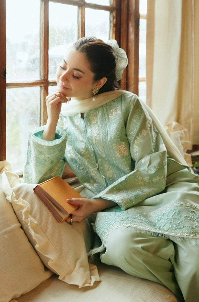 Zara Shah Jahan - 3PC Unstiched Lawn Embroidered Shirt with Slub Net Dupatta - ES1051