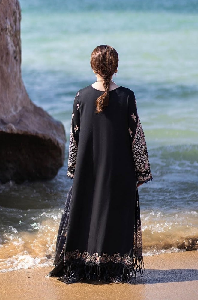 Qalamkaar - 3PC Unstitched Lawn Heavy Embroidered Shirt with Print Embroidered Slub Net Dupatta - ES1089