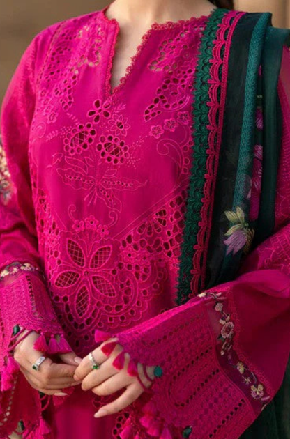 Saira Rizwan - 3PC Unstitched Lawn Embroidered Shirt with Embroidered Khadi Net Dupatta - ES 2161