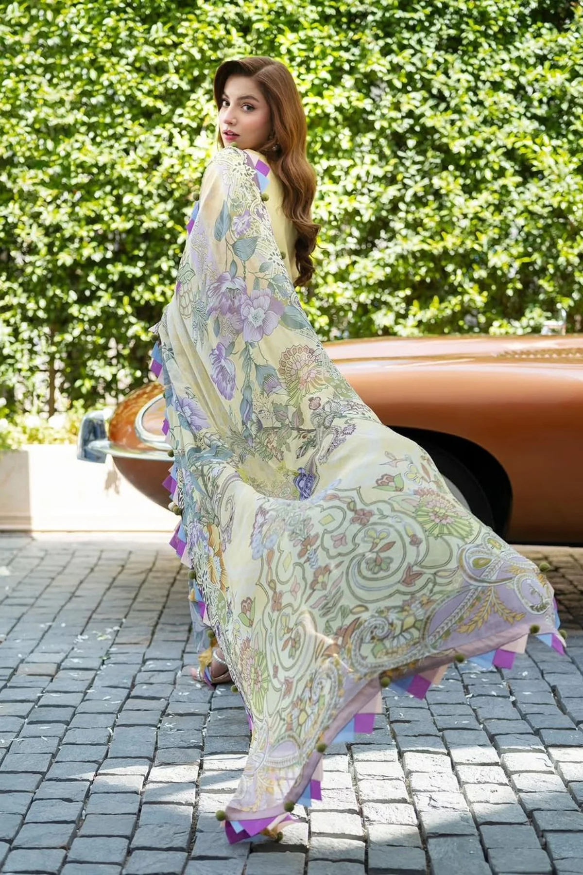 Jade - 3PC Unstitched Lawn Embroidered Shirt with Slub Munar Digital Printed Dupatta and Trouser - ES 2235