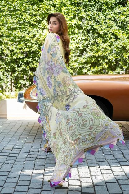 Jade - 3PC Unstitched Lawn Embroidered Shirt with Slub Munar Digital Printed Dupatta and Trouser - ES 2235