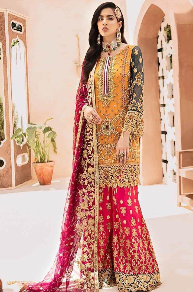 Eman Adeel - 3PC Unstitched Chiffon Embroidery Suit with Net Embroidery Dupatta - ES 2053