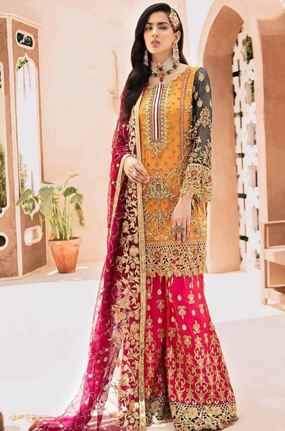 Eman Adeel - 3PC Unstitched Chiffon Embroidery Suit with Net Embroidery Dupatta - ES 2053