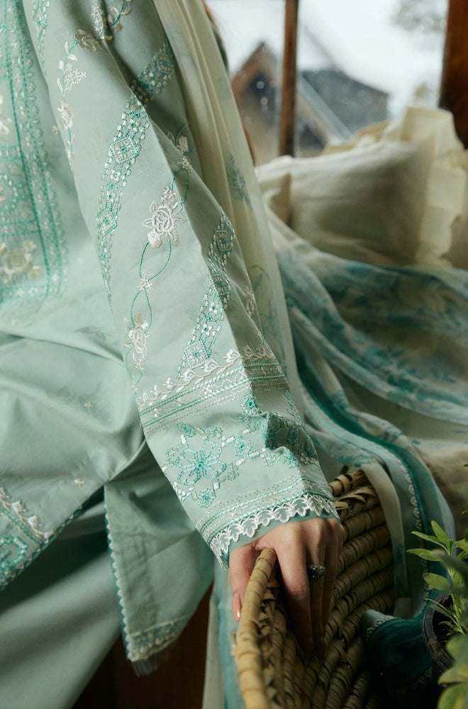 Zara Shah Jahan - 3PC Unstiched Lawn Embroidered Shirt with Slub Net Dupatta - ES1051