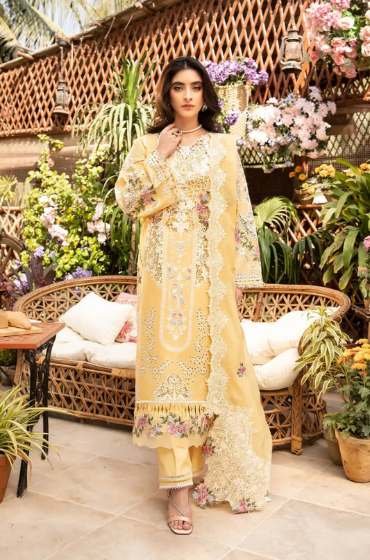 ELAF - 3PC Unstitched Lawn Embroidered Shirt with Slub Net Dupatta - ES 2187