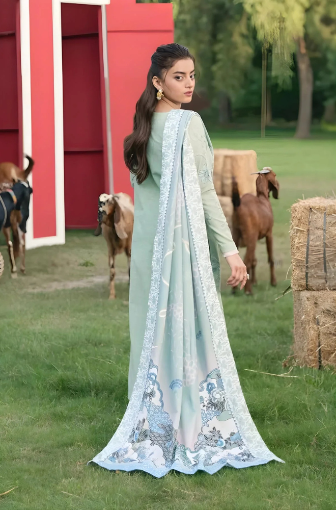 Maryum N Maria - 3PC Khaddar Embroidered Shirt with Digital Printed Dupatta and Trouser - ES 2104