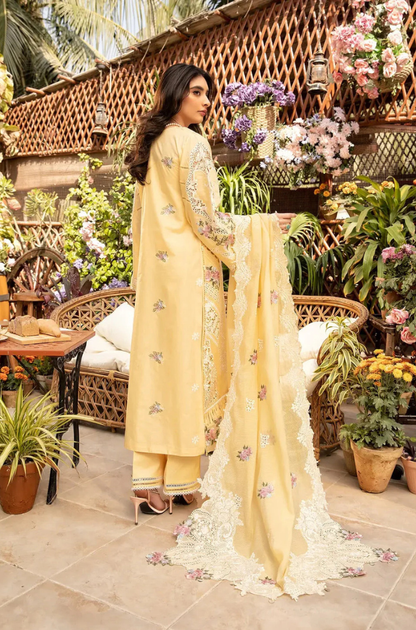 ELAF - 3PC Unstitched Lawn Embroidered Shirt with Slub Net Dupatta - ES 2187