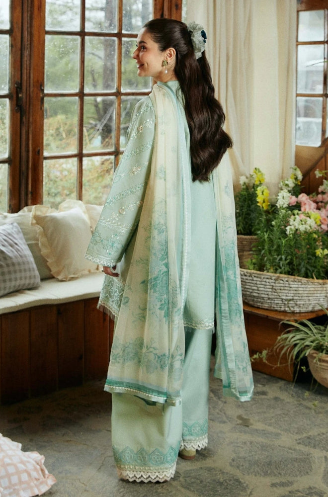 Zara Shah Jahan - 3PC Unstiched Lawn Embroidered Shirt with Slub Net Dupatta - ES1051