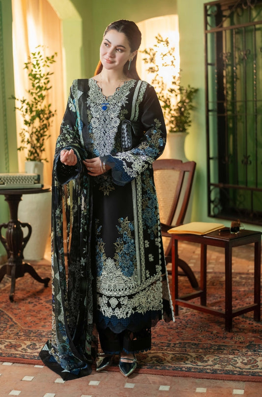 JADE - 3PC Fully Embroidered Front With Digital Printed Khaddi Net Dupatta - ES 1801