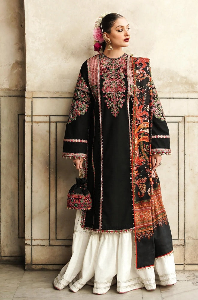Hussain Rehar - 3PC Luxury Fully Embroidered Front With Digital Printed Shawl - ES 1797
