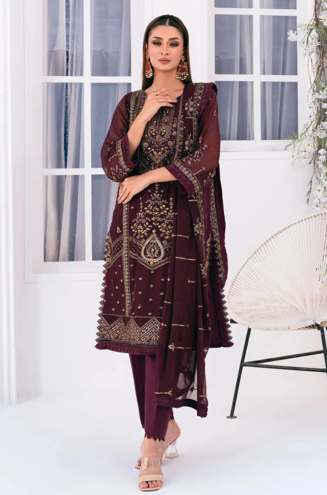 Formal Collection - Noorma Kaamal - Lallaria Embroidered Chiffon Suit Unstitched ES-1713