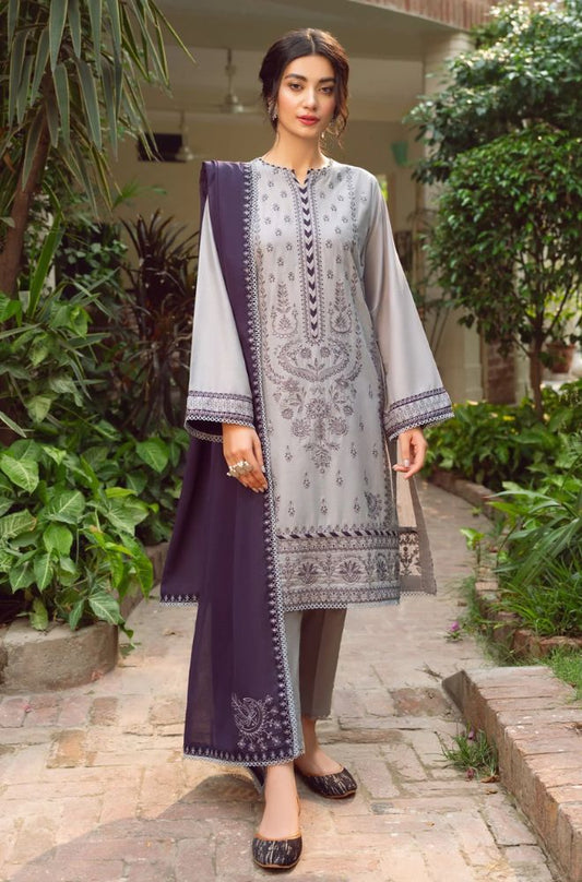 Jazmin - 3PC Lawn Embroidered Shirt with Bamber Chiffon Embroidered Dupatta and Trousers - ES1124