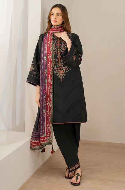 Jazmin - 3PC Unstitched Dhanak Embroidered Shirt with Kotrai Digital Printed Shawl - ES 1809