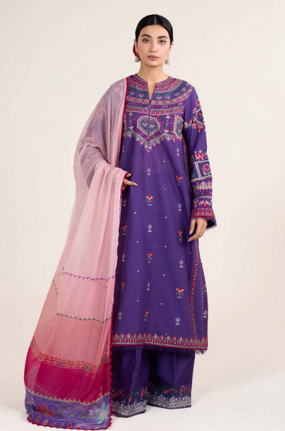 Zara-Shah Jahan - Embroidered Dhanak Unstitched 3PC Set - ES1763