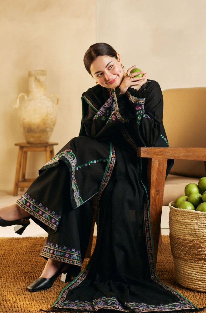 Zara Shah Jahan - 3PC Unstitched Dhanak Embroidered Shirt with Digital Printed Dhanak Shawl and Embroidered Trouser - ES 1044