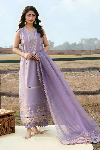 Izel - 3PC Unstitched Lawn Embroidered Shirt with Cotton Net Embroidered Dupatta and Trouser -ES 2405