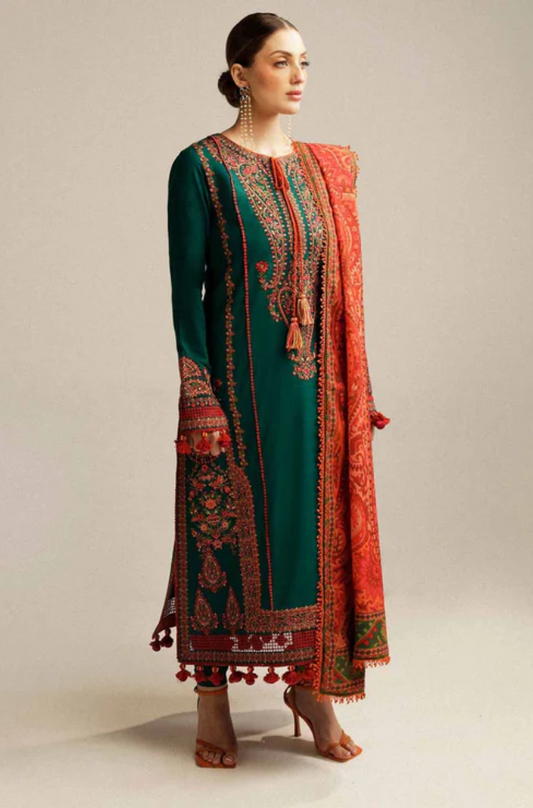 Embroidered Dhanak Unstitched 3PC Set - ES1754