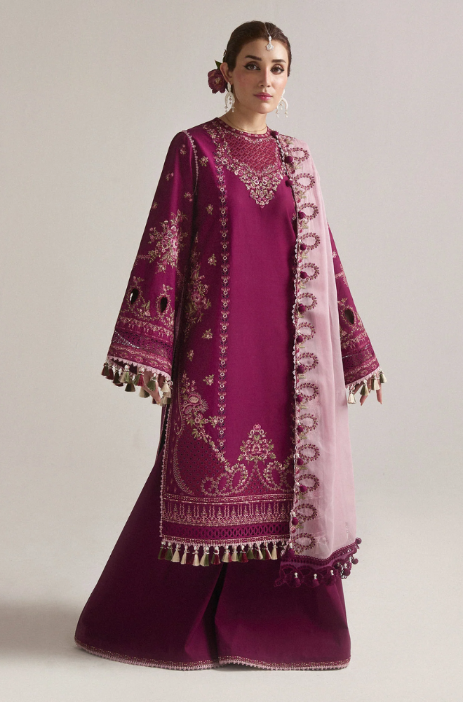 Hussain Rehar - Embroidered Dhanak Unstitched 3PC Set - ES1760