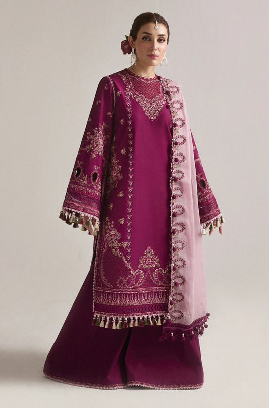Hussain Rehar - Embroidered Dhanak Unstitched 3PC Set - ES1760