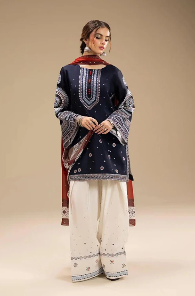 Jazmin- 3PC Unstitched Dhanak Embroidered Shirt with Digital Printed shawl and Embroidered Trouser- ES 1711