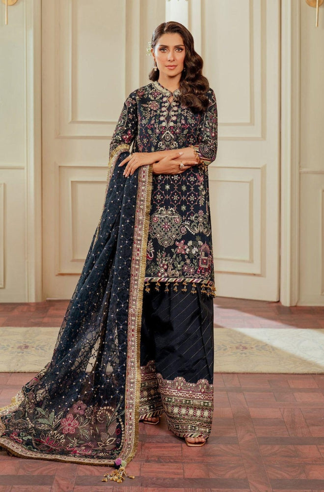 Baroque -  Front Fully Heavy Embroidered On Raw Silk Spangle Work With Organza Fully Heavy Embroidered Spangle Work Dupatta - ES 2010