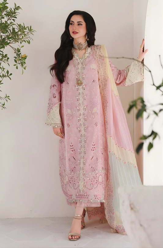 Qalamkar - 3PC Unstitched Lawn Embroidered Shirt with Monar Printed Dupatta and Trouser - ES 2301