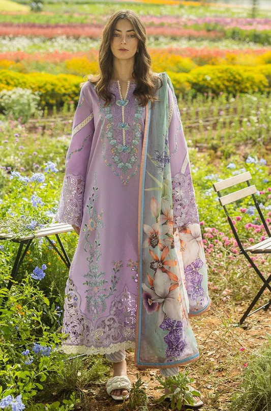 Mushq - 3PC Lawn Embroidered Shirt with Printed Silk Dupatta (Unstitched) ES-1410