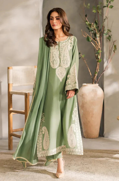 MIRANA - 3PC Unstitched Lawn Embroidered Shirt with Embroidered Crinkle Dupatta - ES 2185