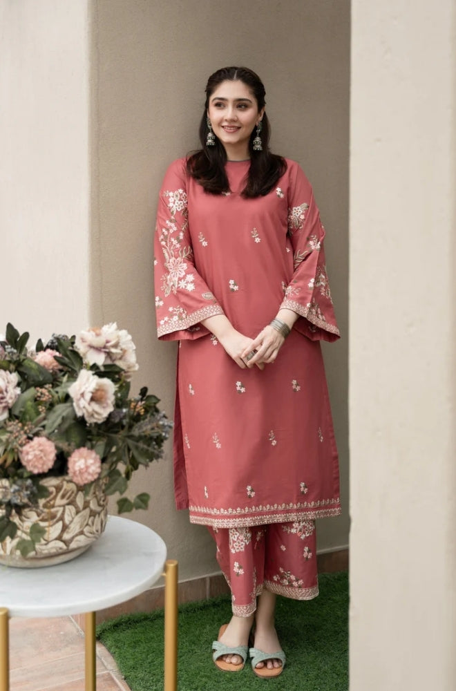 Urge - 2PC Unstitched dhanak Embroidered Shirt with dhanak Embroidered Trousers - ES1079