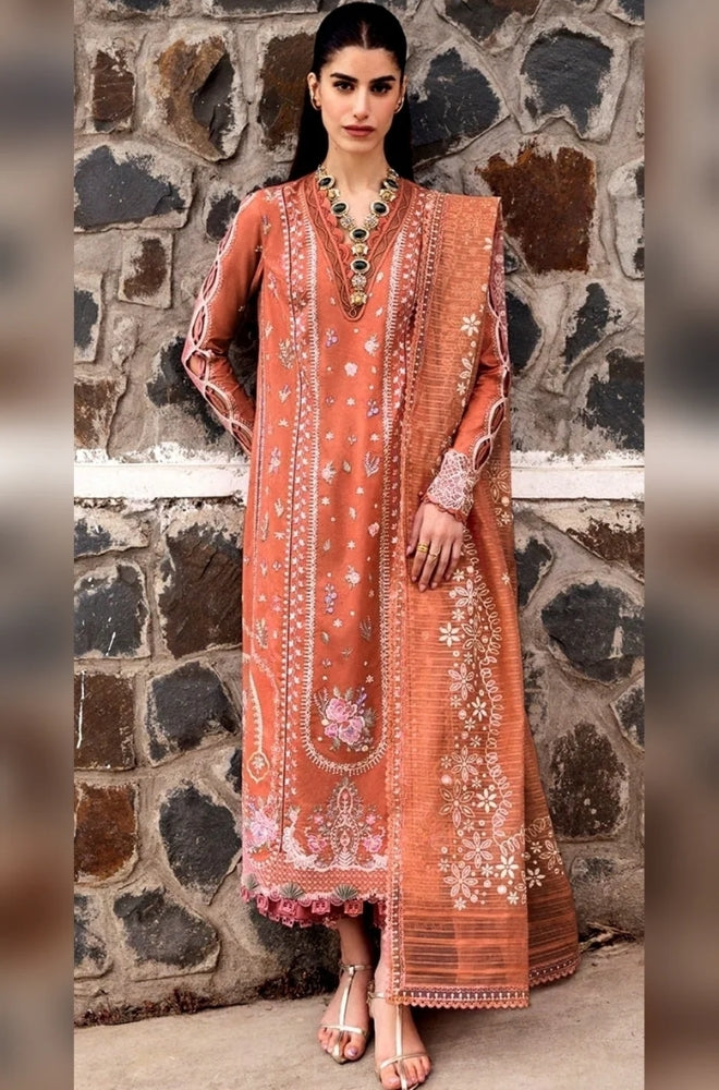 Qalamkaar - 3PC Unstitched Dhanak Embroidered Shirt with Digital Printed kotrai Shawl - ES 1810