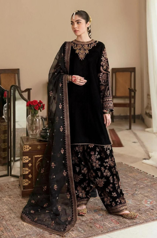Baroque Jazmin Velvet Wedding Collection - Black Fabric - ES 1739