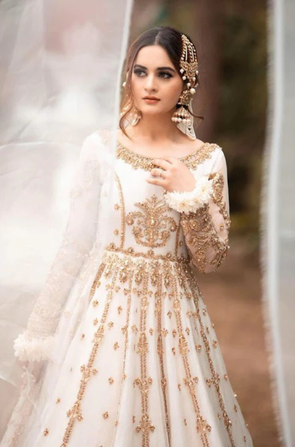 HIRA MANI - 3PC Unstitched Net Sequence Luxury Embroidered Maxi Wedding Collection - ES 2030