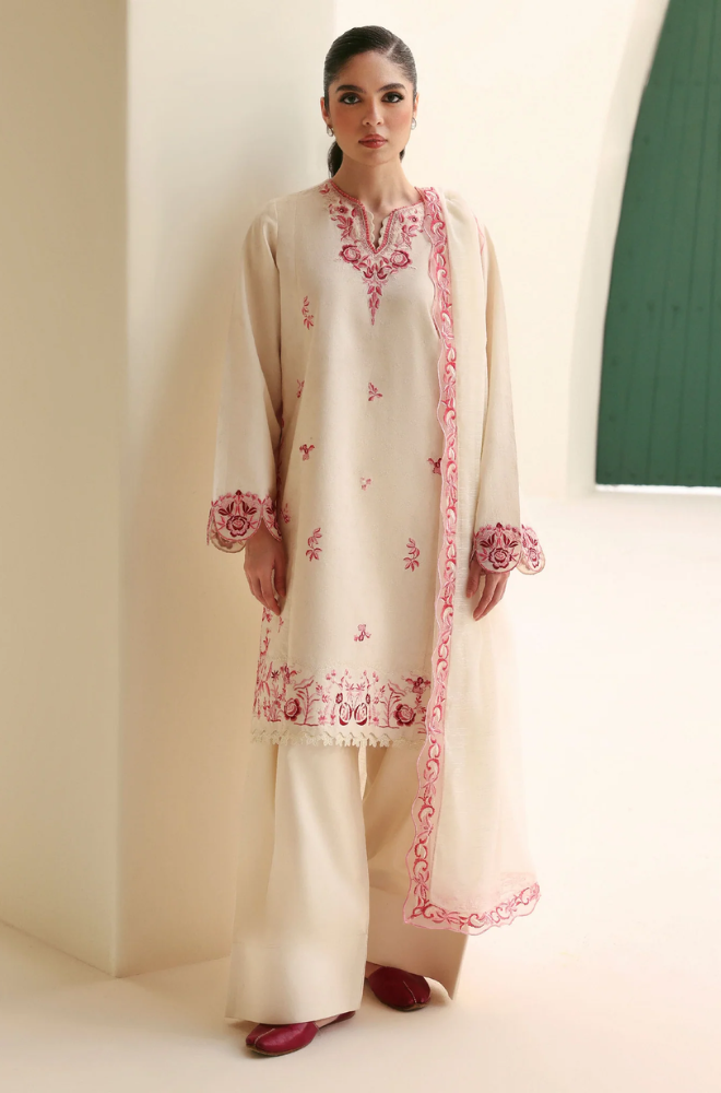 Republic - 3PC Unstitched Dhanak Embroidered Shirt with Dhanak Embroidered Dupatta and Trouser-8005