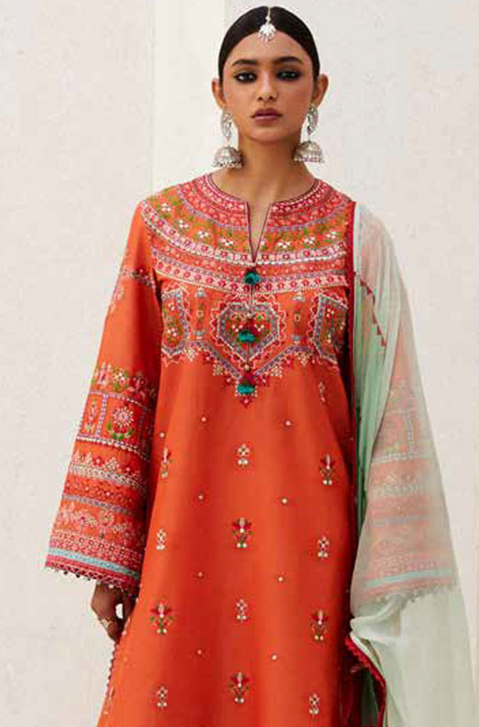 Zara Shah Jahan - 3PC Unstitched Dhanak Embroidered Shirt with Digital Printed shawl and Embroidered Trouser- ES 1705