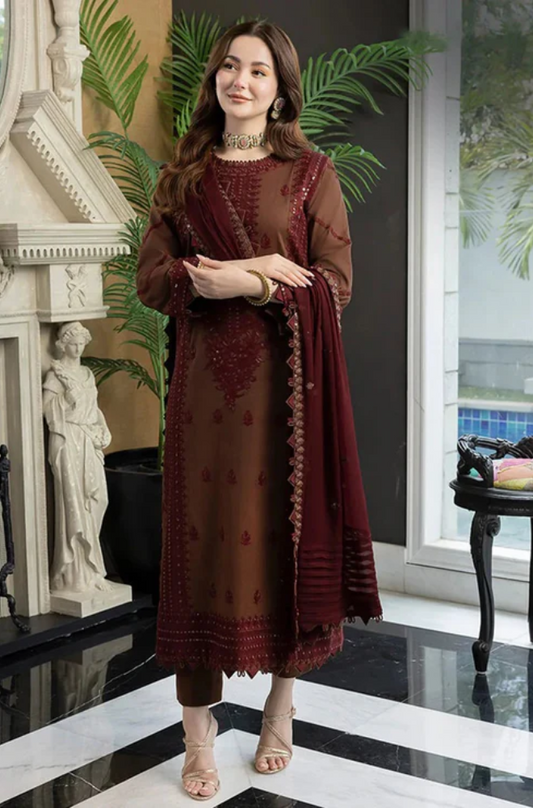 Embroidered Dhanak Unstitched 3PC Set - ES 1751