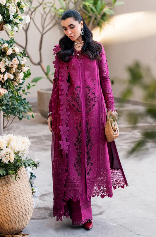 Qalamkar - 3PC Lawn Embroidered Shirt with Embroidered Slub Net Dupatta-ES1305