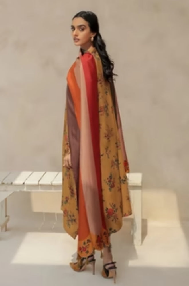 Baroque - 3PC Unstitched Digital Printed Khaddar Shirt with Printed Khaddar Dupatta and Trouser - ES1182