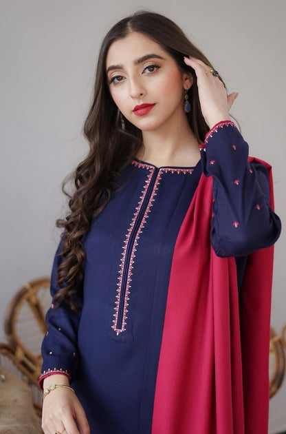 Aisling - 3PC Unstitched Dhanak Embroidered Shirt with Patti Work Dupatta and Trouser - ES1190