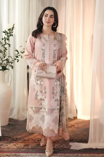 Jade - 3PC Unstitched Lawn Embroidered Shirt with Printed Chiffon Dupatta - ES 1232