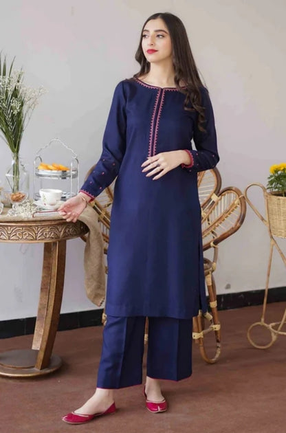 Aisling - 3PC Unstitched Dhanak Embroidered Shirt with Patti Work Dupatta and Trouser - ES1190
